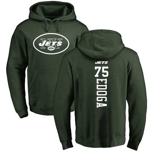 New York Jets Men Green Chuma Edoga Backer NFL Football #75 Pullover Hoodie Sweatshirts->new york jets->NFL Jersey